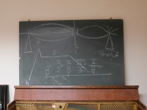 lavagna nel laboratorio restauro pianoforti - conservatorio corelli, messina