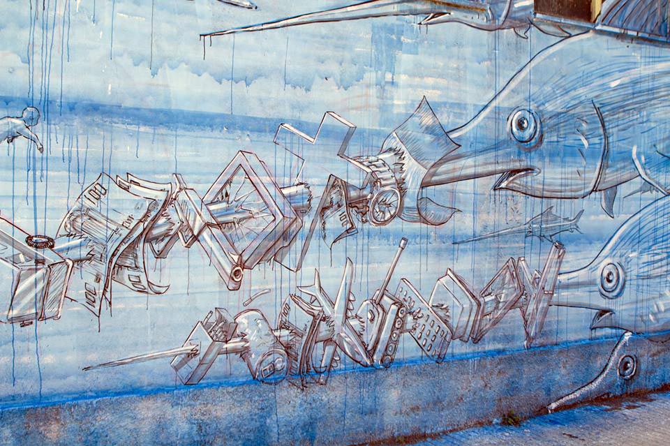 murales di blu sulla casa del portuale - messina