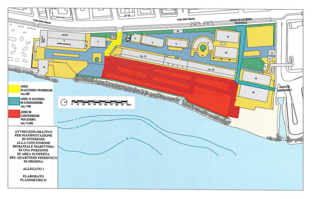 Scansione della planimetria del quartiere fieristico in concessione dall'Autorità Portuale di Messina