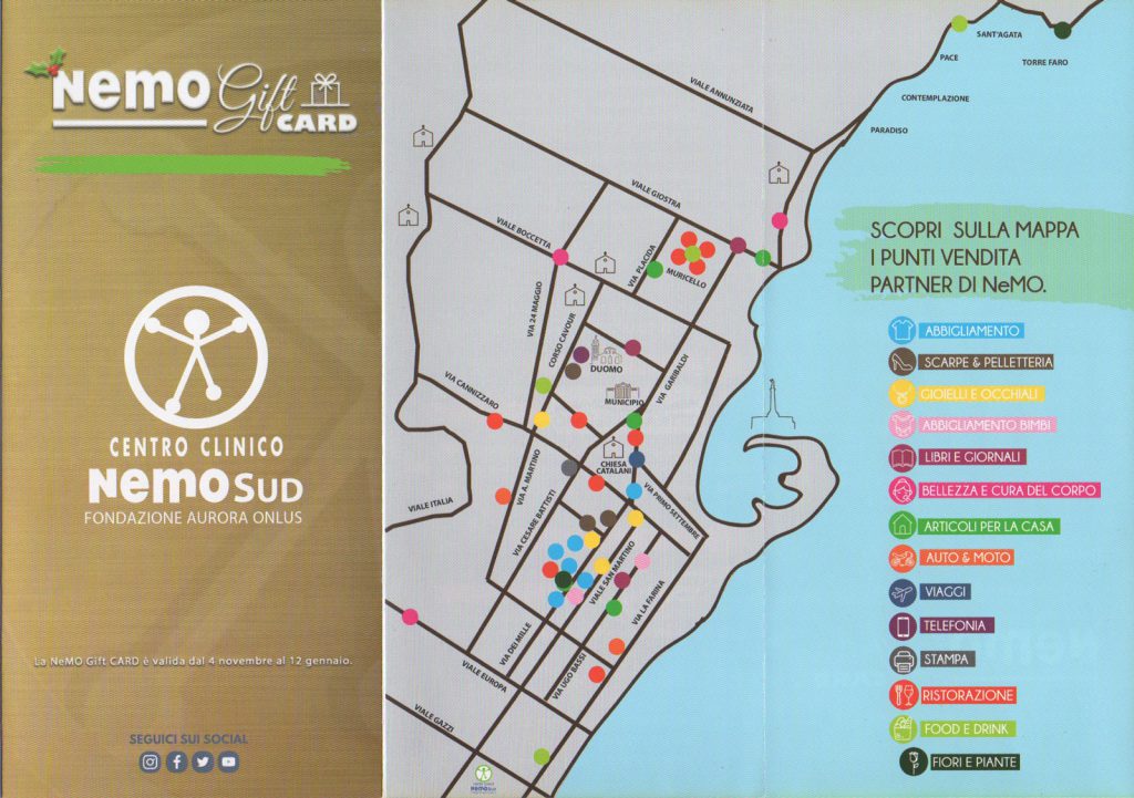 Scansione della mappa dei punti vendita a Messina aderenti all'iniziativa Nemo gift card