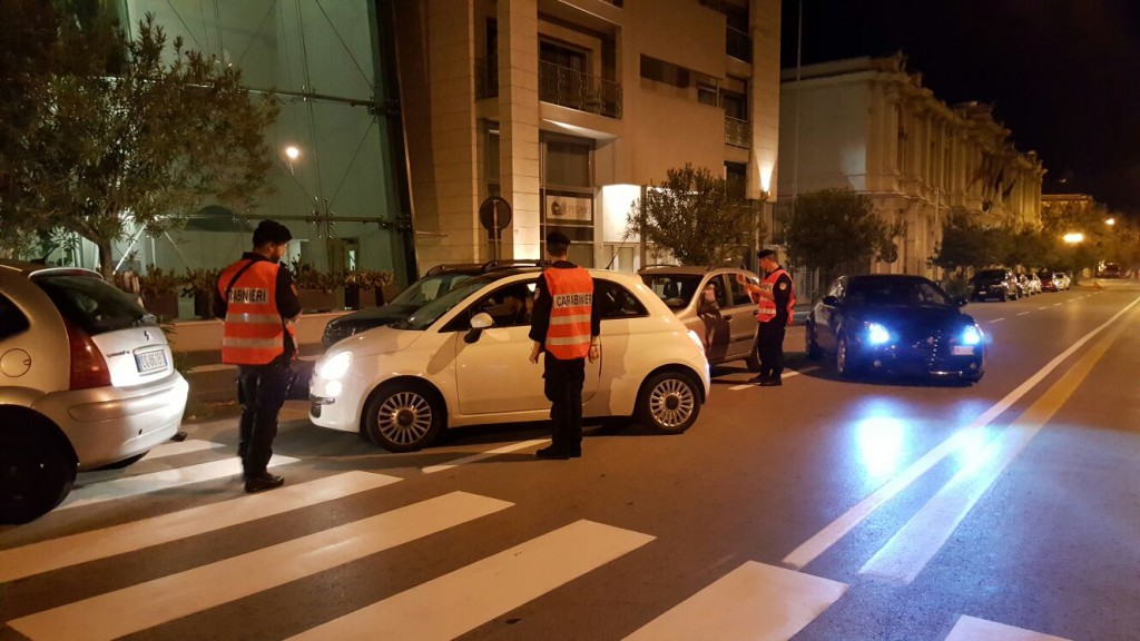 Foto dei Carabinieri di Messina durante un posto di blocco