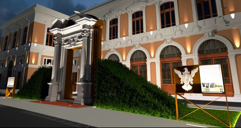 Immagine raffigurante il rendering 3D del portale da restaurare dell'Università di Messina