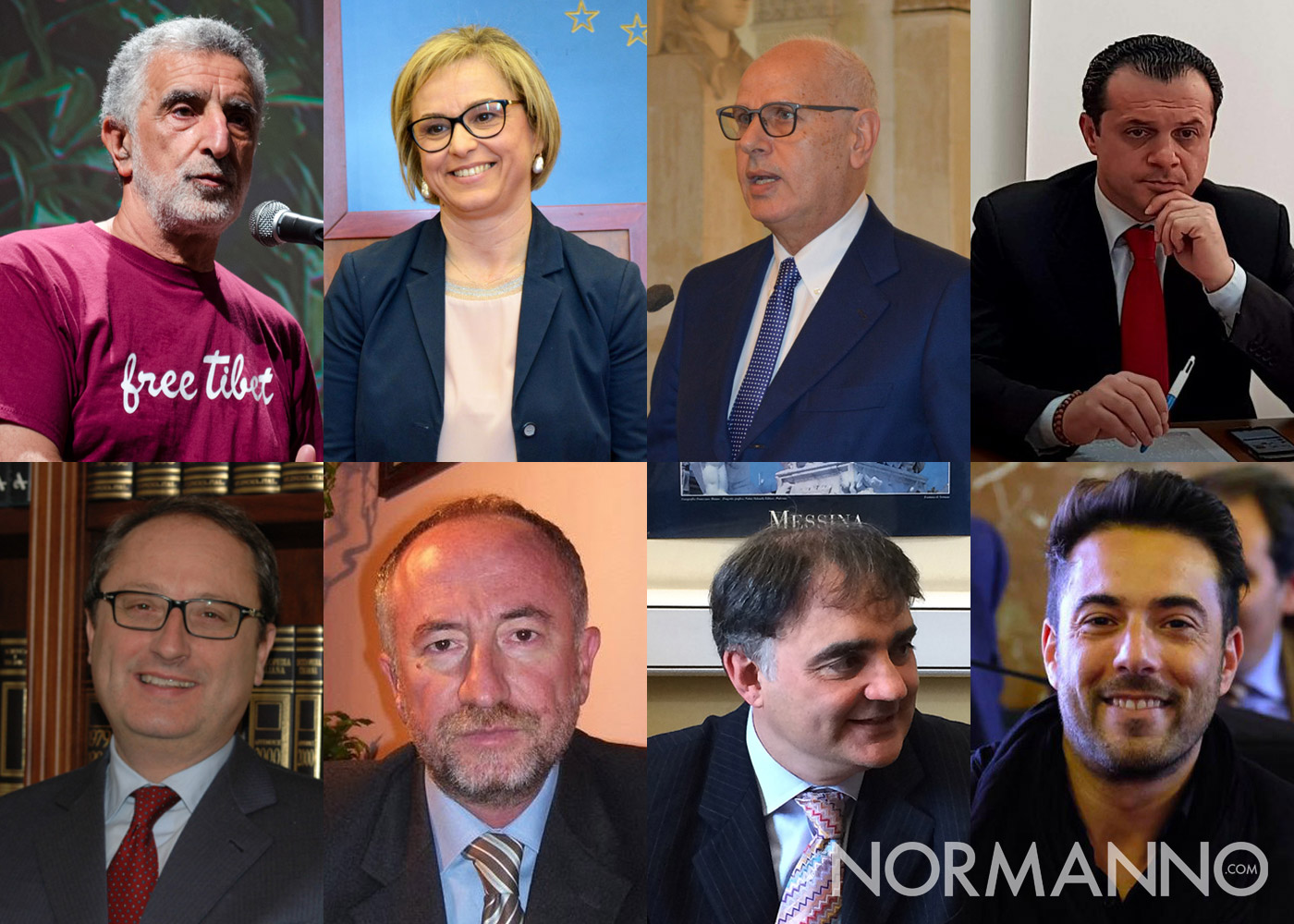 Foto composta con gli 8 candidati sindaco di Messina: Accorinti, Barrile, Bramanti, De Luca, Saitta, Sciacca, Trischitta, Zuccarello
