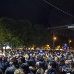 Foto di piazza Cairoli piena di gente per l'accensione dell'albero di natale 2018 - Messina