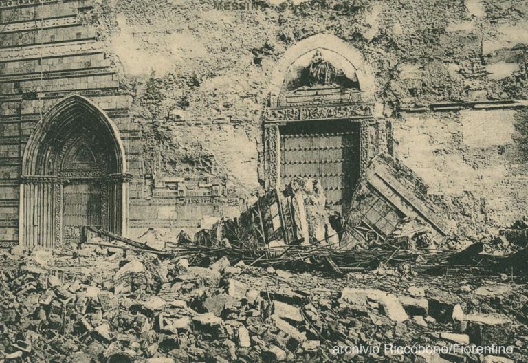 facciata del Duomo di Messina dopo il Terremoto del 1908