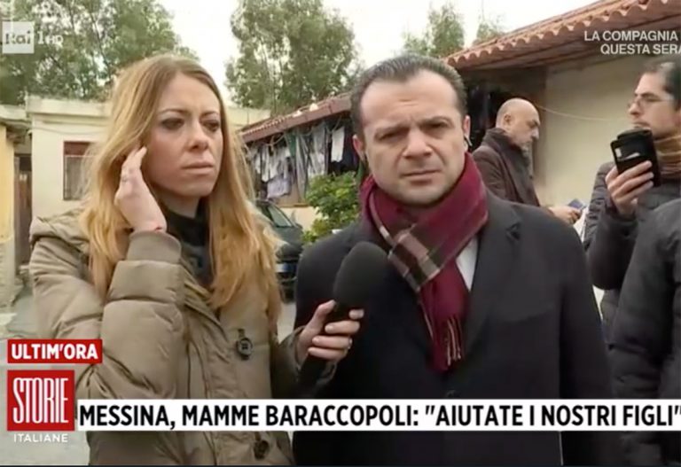 cateno de luca a rione taormina a Messina in collegamento con storie italiane su rai 1