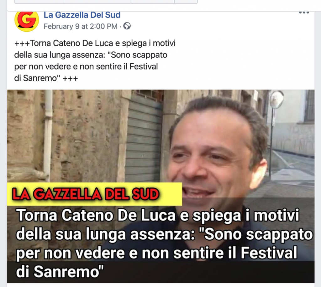 post del Ruggito del Consiglio su Sanremo2020 e messina
