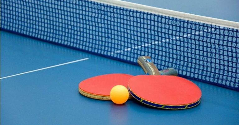 foto di due racchette da ping pong sul campo di tennis tavolo