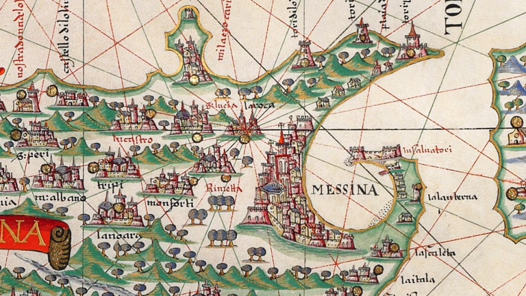 mappa dell'antica messina di joan martines, cartografo messinese