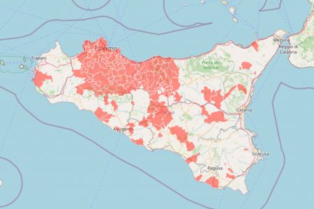 mappa delle zone rosse in Sicilia (covid) della Protezione Civile