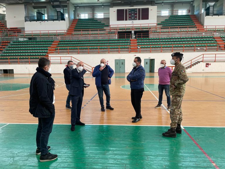 sopralluogo al palarescifina per l'allestimento dell'hub vaccini covid a Messina