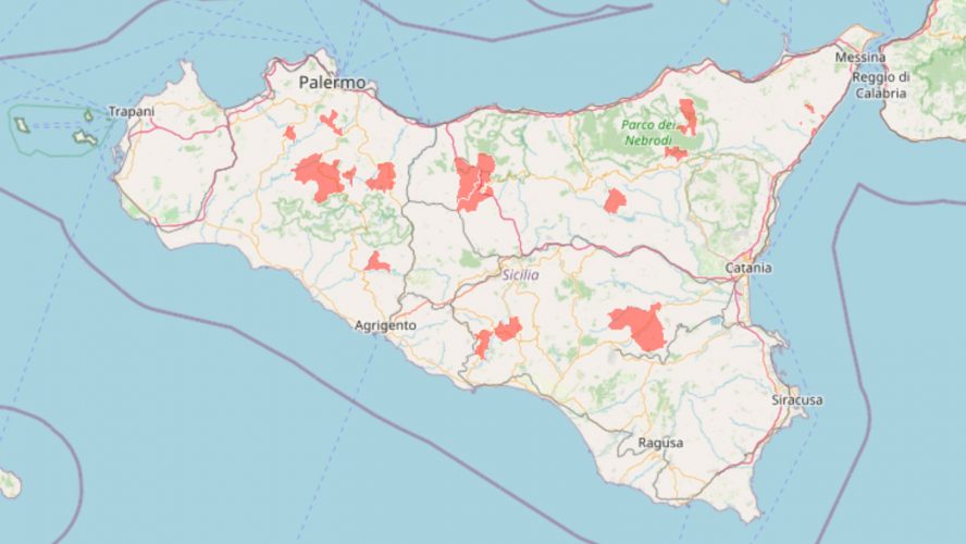 mappa delle zone rosse della sicilia aggiornata al 19 maggio 2021 (protezione civile)