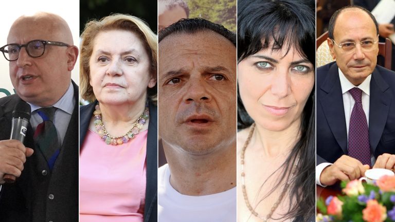 collage elezioni regionali candidati alla presidenza della Regione in Sicilia