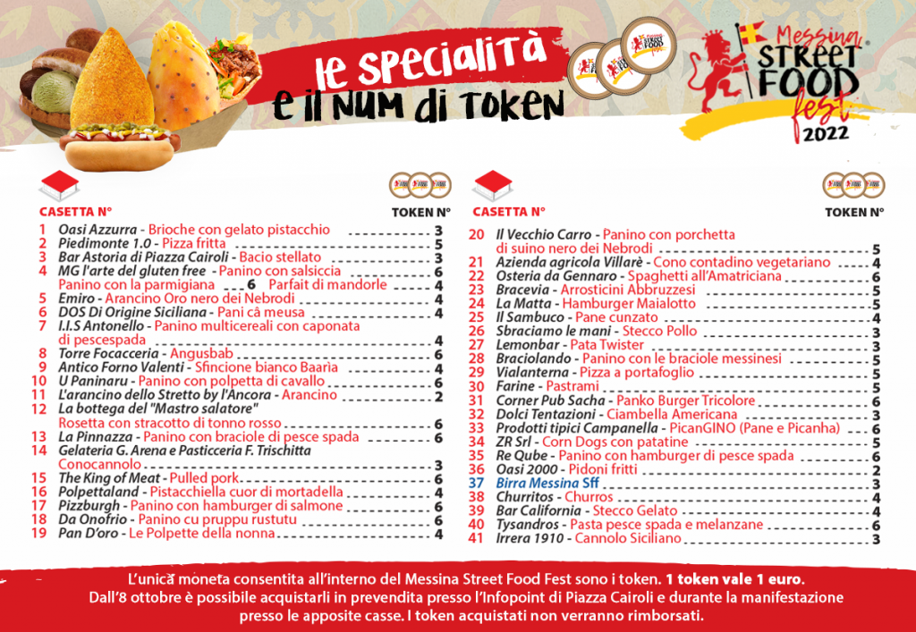 menu messina street food fest 2022